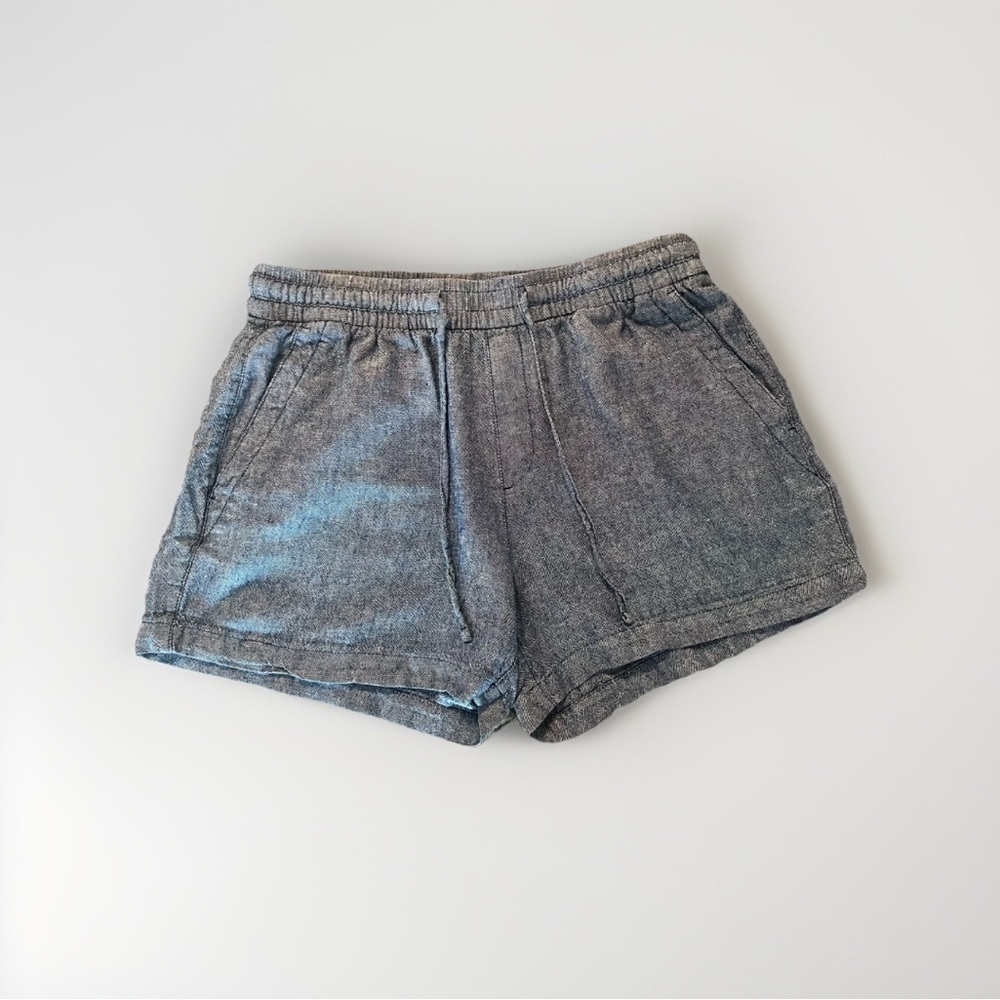 Old Navy Womens Shorts Small Blue Linen Blend HighRise Elastic Drawstring (0827)
